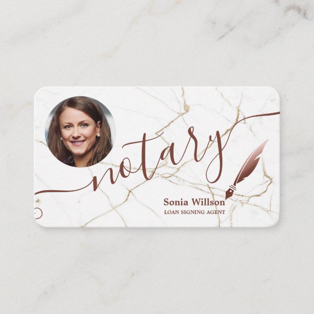 Tarjeta De Visita Notary Loan Signing Agent Modern Añadir su foto (Anverso)