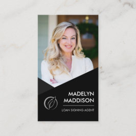 Tarjeta De Visita Notary Loan Signing Agent Modern Black Photo