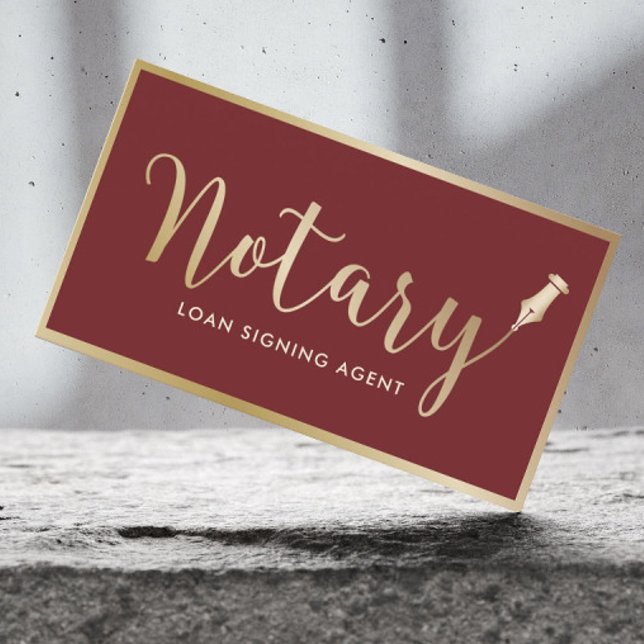 Tarjeta De Visita Notary Loan Signing Agent Modern Gold Framed (Subido por el creador)