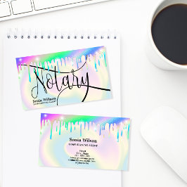 Tarjeta De Visita Notary Loan Signing Agent Modern Holographic Relie