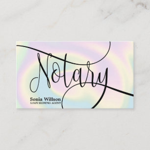 Tarjeta De Visita Notary Loan Signing Agent Modern Holographic Relie