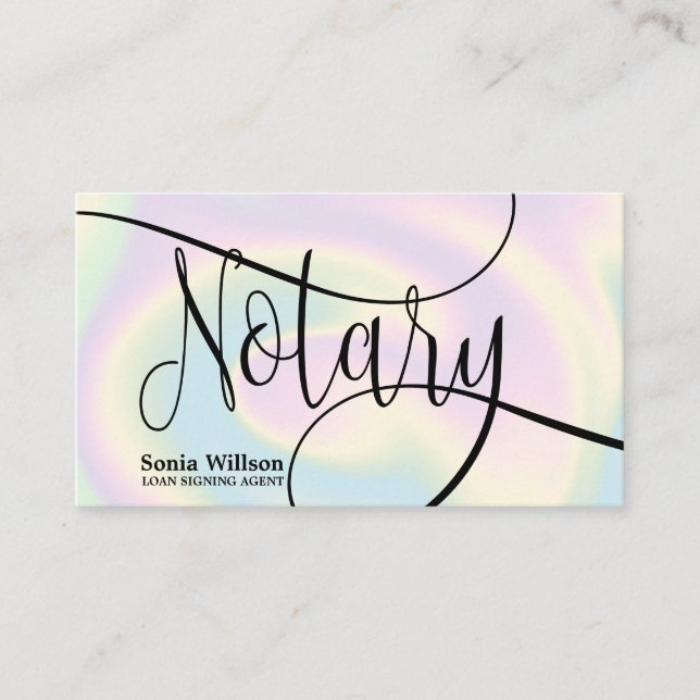 Tarjeta De Visita Notary Loan Signing Agent Modern Holographic Relie (Anverso)