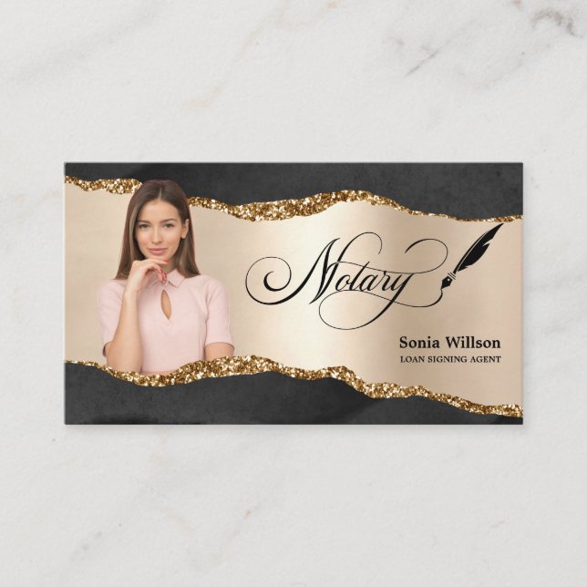 Tarjeta De Visita Notary Loan Signing Agent Modern Insert Photo (Anverso)