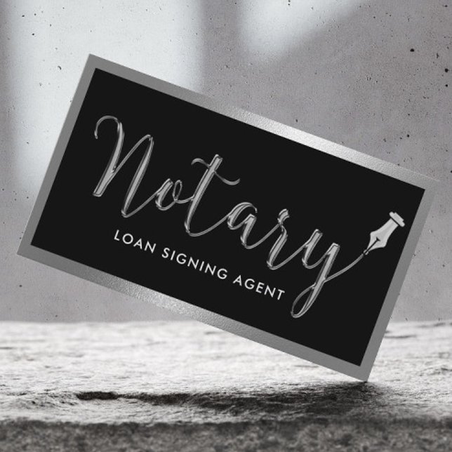 Tarjeta De Visita Notary Loan Signing Agent Modern Metalizado Framed (Subido por el creador)