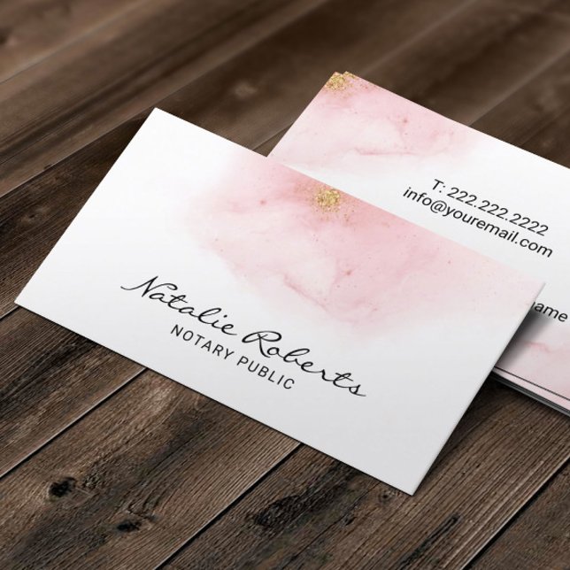 Tarjeta De Visita Notary Loan Signing Agent Modern Pink & Gold Ombre (Subido por el creador)