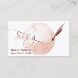 Tarjeta De Visita Notary Loan Signing Agent Modern Rosa Gold Agate