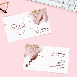 Tarjeta De Visita Notary Loan Signing Agent Modern Rosa Gold Agate