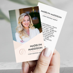 Tarjeta De Visita Notary Loan Signing Agent Modern Rosa Photo