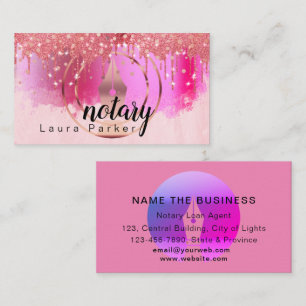 Tarjeta De Visita Notary Loan Signing Agent Pink Purple