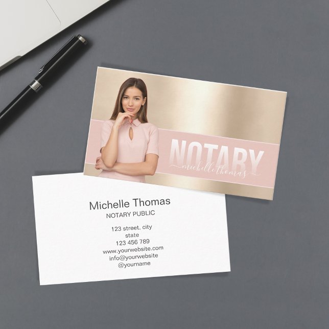 Tarjeta De Visita Notary Loan Signing Agent Professional Pink Photo (Subido por el creador)