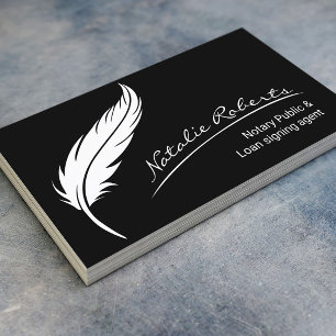 Tarjeta De Visita Notary Loan Signing Agent Quill Signature Black