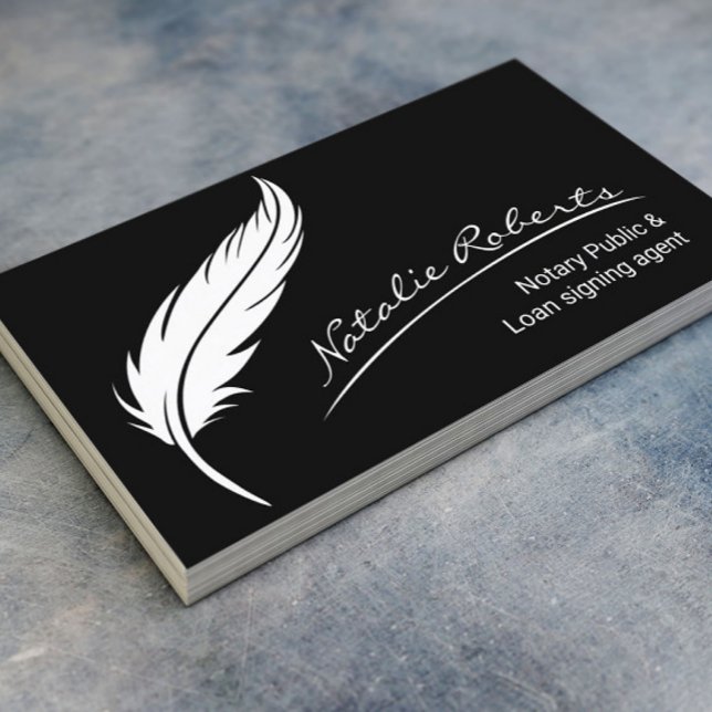 Tarjeta De Visita Notary Loan Signing Agent Quill Signature Black (Subido por el creador)