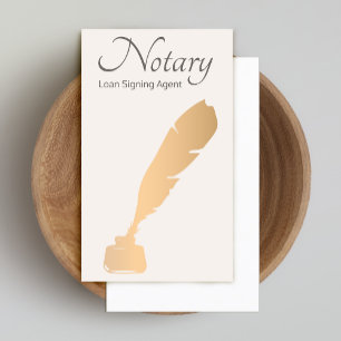 Tarjeta De Visita Notary Loan Signing Agent Rosa Gold Quill
