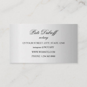Tarjeta De Visita Notary Loan Signing Agent Silver