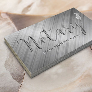 Tarjeta De Visita Notary Loan Signing Agent Typography Faux Metallic