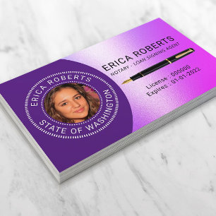 Tarjeta De Visita Notary Public Loan Siging Agent Purple Photo