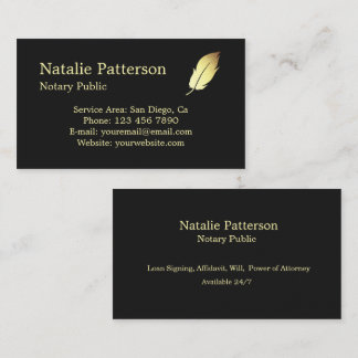 Tarjeta De Visita Notary Services Black Modern Business Card