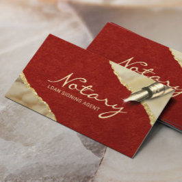 Tarjeta De Visita Notary Signary Agent Red Velvet Gold Agate