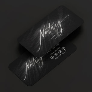 Tarjeta De Visita Notary Signing Agent Black Silver Modern