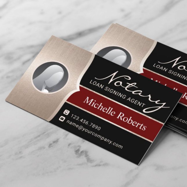 Tarjeta De Visita Notary Signing Agent Modern Black & Gold Photo (Subido por el creador)