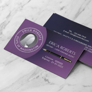 Tarjeta De Visita Notary Signing Agent Modern Deep Purple Photo
