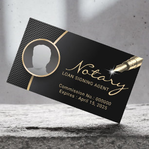 Tarjeta De Visita Notary Signing Agent Professional Black Gold Photo