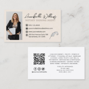 Tarjeta De Visita Notary Signing Agent QR Code Photo