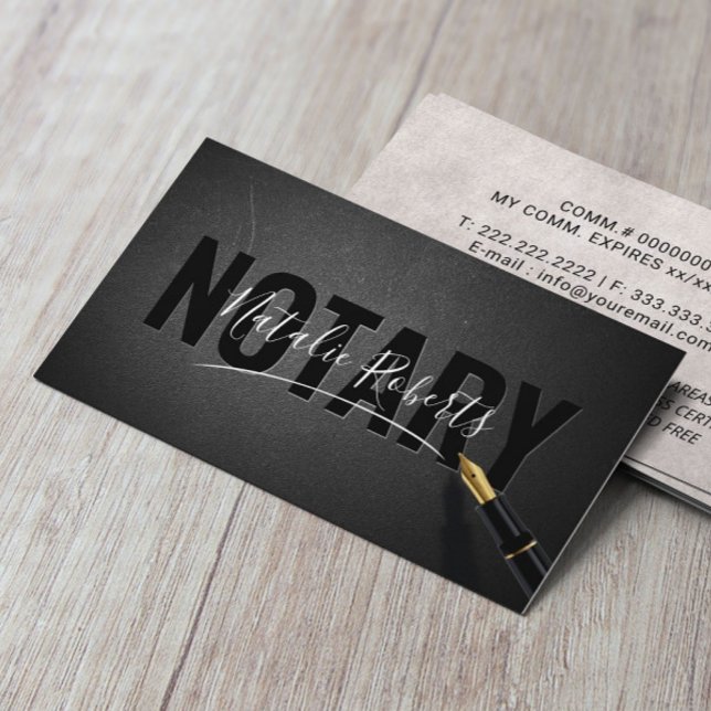 Tarjeta De Visita Notary Signing Agent Signature Elegant Black (Subido por el creador)
