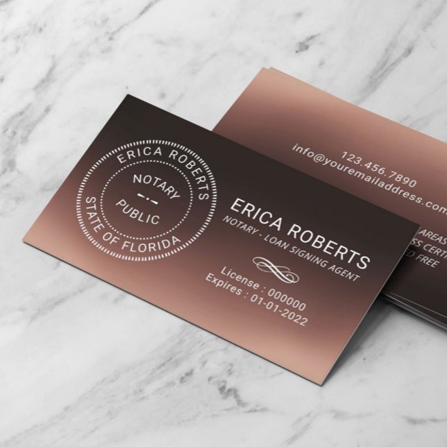 Tarjeta De Visita Notary Stamp Loan Siging Agent Brown Ombre (Subido por el creador)