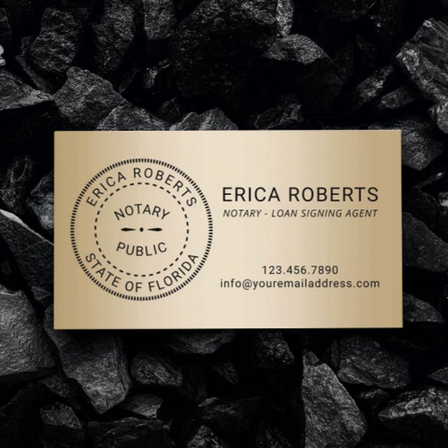 Tarjeta De Visita Notary Stamp Loan Siging Agent Modern Gold (Subido por el creador)