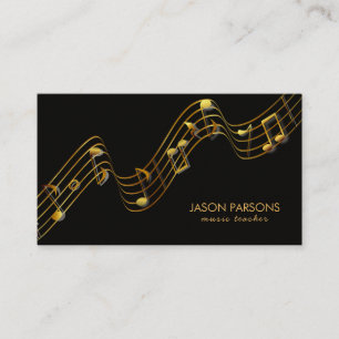 Tarjeta De Visita Notas de la música dorada