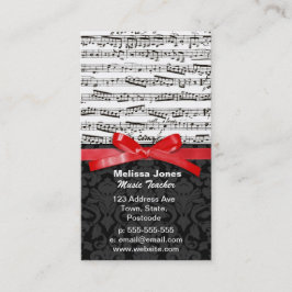 Tarjeta De Visita Notas de la música y falsa cinta roja
