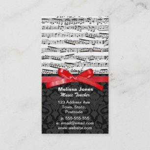 Tarjeta De Visita Notas de la música y falsa cinta roja
