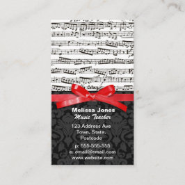Tarjeta De Visita Notas de la música y falsa cinta roja