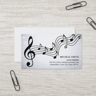 Tarjeta De Visita Notas de Música Antiguas Elegantes Musicales