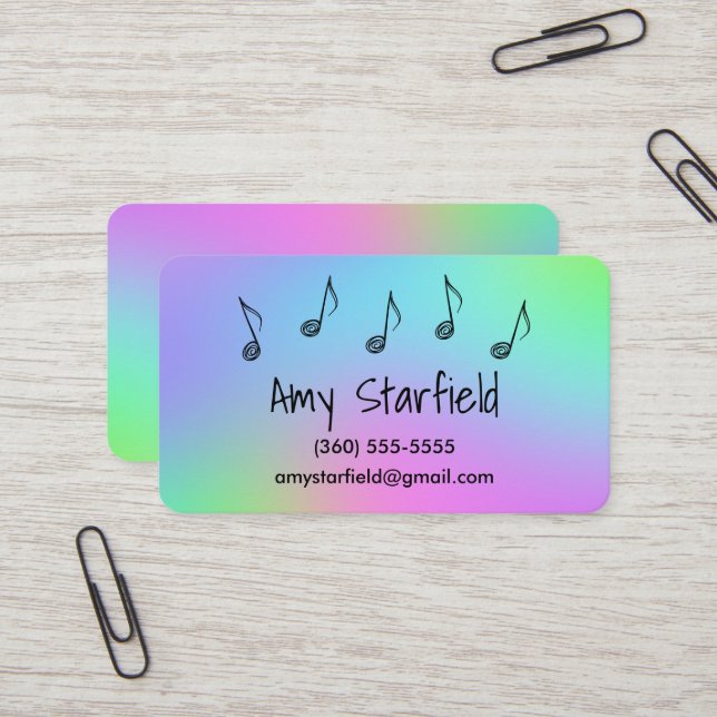 Tarjeta De Visita Notas de música Colorful Business Cards (Anverso/Reverso In Situ)