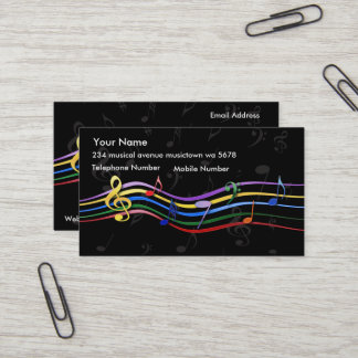 Tarjeta De Visita Notas de música en color arcoiris