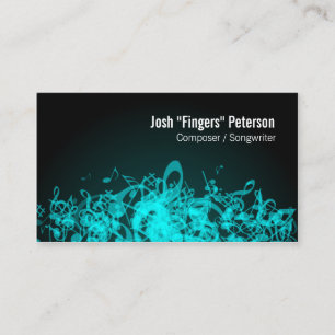 Tarjeta De Visita Notas de música Jumble Turquoise Business Card
