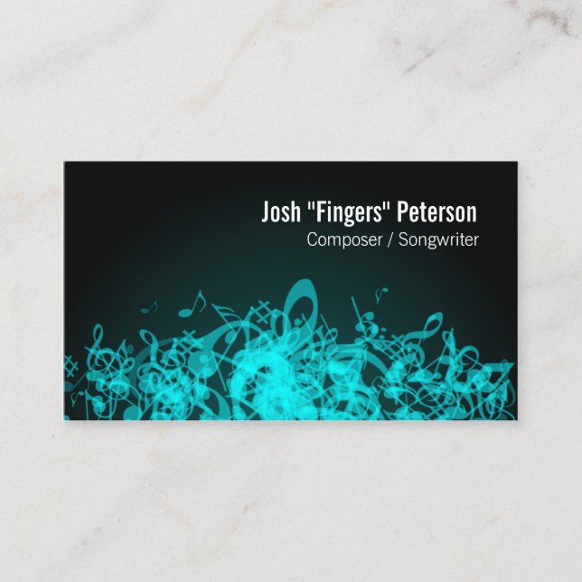 Tarjeta De Visita Notas de música Jumble Turquoise Business Card (Anverso)