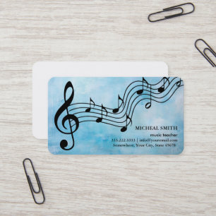 Tarjeta De Visita Notas de Música Vintage Elegante Musical