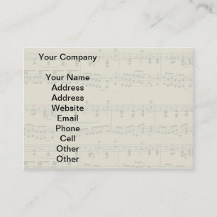 Tarjeta De Visita Notas de puntuación de la música de hojas antiguas