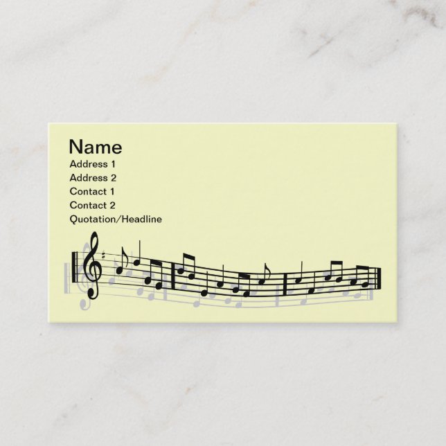 Tarjeta De Visita Notas musicales (Anverso)