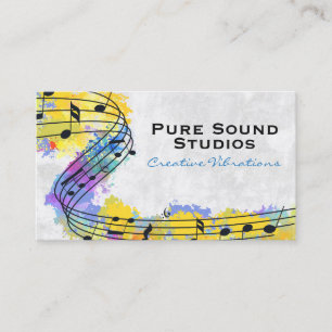 Tarjeta De Visita Notas Musicales Coloridas   Ingenieros   Sonido