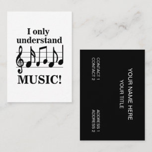 Tarjeta De Visita Notas musicales en blanco y negro Profesión musica