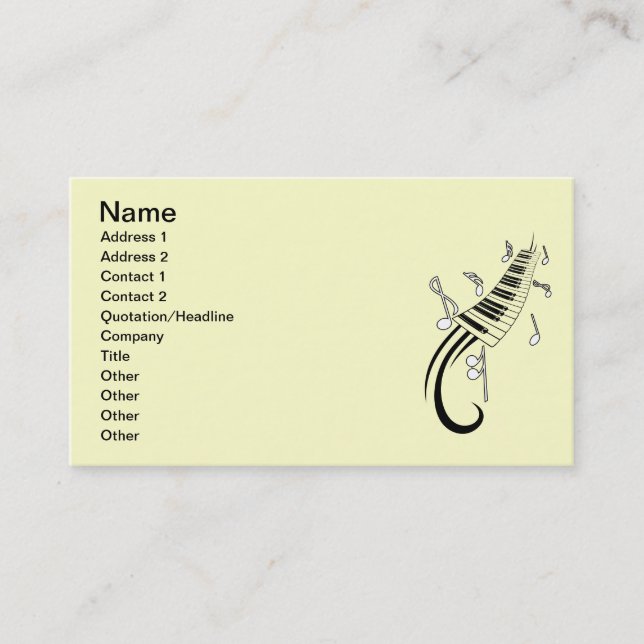 TARJETA DE VISITA NOTAS MUSICALES GRÁFICOS DE TATTOO DE PIANO KEYBOA (Anverso)