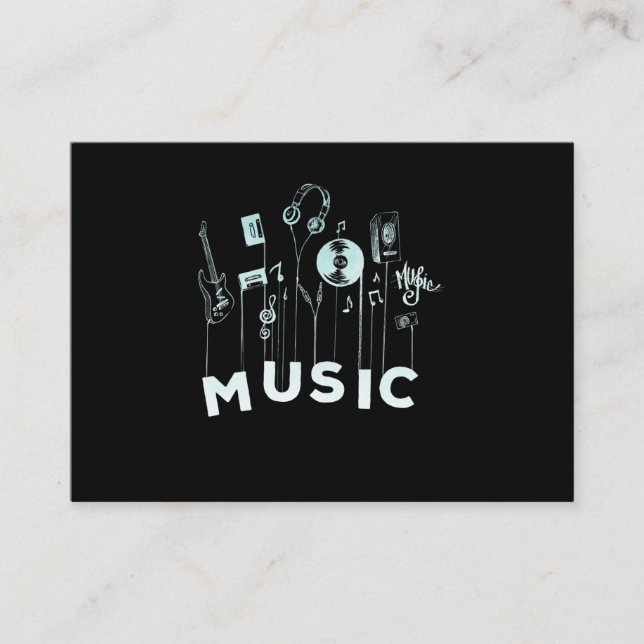 Tarjeta De Visita Notas musicales Vinyl Guitar Music Lover (Anverso)