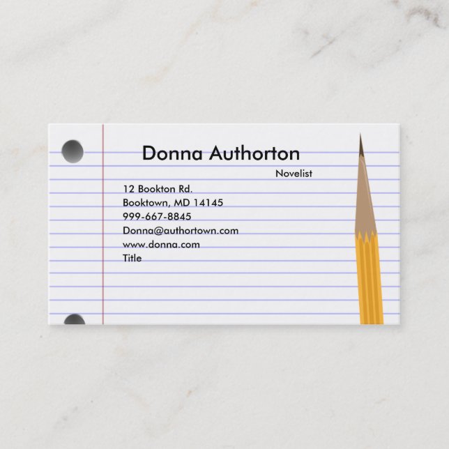 Tarjeta De Visita Notecard y lápiz (Anverso)