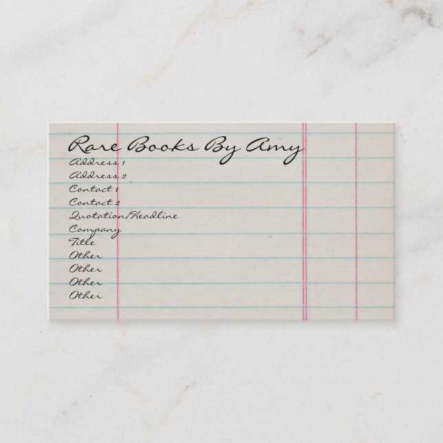 Tarjeta De Visita Notepaper Vintage (Anverso)