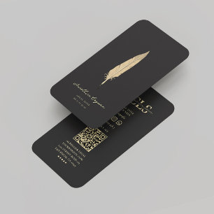 Tarjeta De Visita Noticiero móvil moderno legal Black Gold Quill