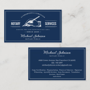 Tarjeta De Visita Notorio Servicios Profesionales Vintage Navy Blue